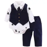 在飛比找蝦皮購物優惠-TTKA嬰兒西裝男寶寶套裝連體衣西服花童3小男孩衣服周歲百天