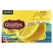 Celestial Seasonings, Herbal Tea, Lemon Zinger®, Caffeine Free, 12 K-Cup Pods, 0.11 oz (3.2 g) Each