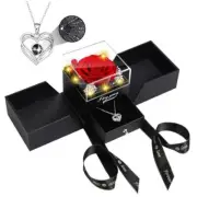 Preserved Red Real Rose Flowers in Box with I Love You in 100 Languages Red Pro