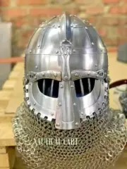 Medieval Viking Chainmail Vendel Helmet Knight Larp Armor Helmet Halloween Gift