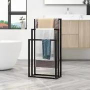 FOUBAM Black Metal Free Standing Towel Racks for Bathroom Towel Rack Stand,3 Ti