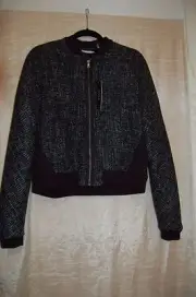 NWT T. Tahari Flynn Black/White Polyester/Wool Blend Zipper Jacket Size L $ 158