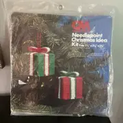 Vtg CM Columbia Minerva Christmas Needlepoint Kit 8204Gift Boxes 1977 Sealed