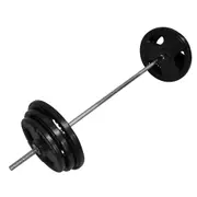 95kg Ez Grip Cast Iron Barbell Weight Set - 150cm Bar + 90kg Iron Weight Plates