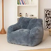 N&V Bean Bag Chair High-Density Foam Filling Sofa with Soft Faux Fur Cover for Teens, Adults to Gaming, Reading, and Watching TV (Blue)