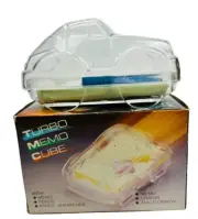 Original Box Vintage Turbo Memo Cube Car Shaped Case Memo Pad Pencil Sharpener