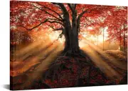 24Inchx36Inch Large Tree Canvas Wall Art Autumn Forest Picture Tee of Life Art P