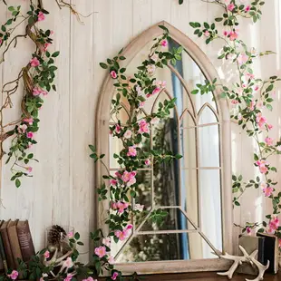 掬涵 薔薇藤系列纏繞玫瑰藤蔓仿真花墻面垂吊花藝造景婚禮拱門