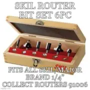 Skil Router Bit Set 6pc Fits All Skil/Major Brand 1/4" Collect Routers 91006 NEW