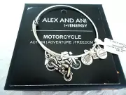 Alex And Ani MOTORCYCLE Russian Silver Charm Bangle New W/Tag Card & Box