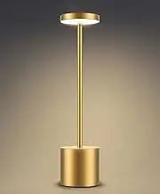 YIBEN Cordless Table Lamp, Rechargeable LED Battery 6000mAh Metal USB Portable Powered Desk Lamp, 3 Levels Brightness Light for Restaurants Outdoor (13.25in Gold)