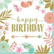 Happy Birthday Disposable Luncheon Napkins - 32 Count / 2 packs of 16CT | Boho B