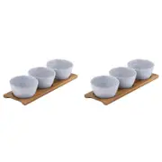 2x 4pc Ladelle Artisan Serving Bowl & Tray Set - Blue