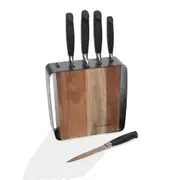 6pc Stanley Rogers Framed Acacia Stainless Steel Kitchen Chef Knife Block Set