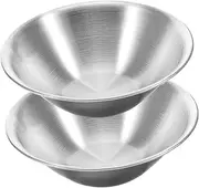 GANAZONO 2Pcs Stainless Steel Mixing Bowl Convenient Salad Serving Bowl for Outdoor Camping and Daily Use Elegant Design for Fruits Snacks and Noodles Lightweight and Portable