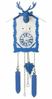 Quartz Cuckoo Clock with music and deer head, blue TU 360/20 QM blau NEW