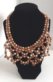 Vintage Style Beautiful Womens Brown Mixture Beaded Necklace