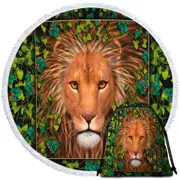 Return of the King Grape leaves Lion Round Beach Towel