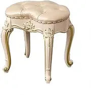 Footstool Dressing Table Vintage Vanity Table Upholstered Makeup Seat Baroque Piano Chair for Dressing Soft Vanity Table Makeup Seat for Bedroom (Color : Velvet Silver)