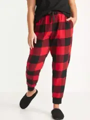 New Old Navy Women's Medium Red Buffalo Plaid Mid-Rise Flannel Jogger Pj Pants