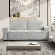 3 Seater Sofa Fabric Upholstery Wooden Structure Knock Down Feature in Beige Colour