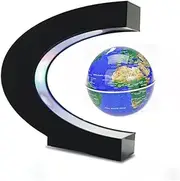 Senders Floating Globe With LED Lights C Shape Magnetic Levitation Floating Globe World Map for Desk Decoration (Blue)
