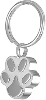 KBFDWEC Plated Pet Paw Keyring Urn Ashes Pendant Stainless Steel Cremation Keychain Keepsake Jewelry