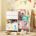 Kids Bookshelf and Toy Storage Organizer - 3 Tier Book Shelf with Movable Toy