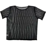 Black Fishnet Short Sleeve Top 80's 90's Dress Up Party Dance Costume