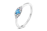 Solid 925 Sterling Silver Blue Centred Stone Ring