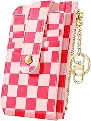 [Bistup] Cute Long Women Girls Card Wallet, Light Red Plaid