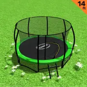 14ft Trampoline Free Ladder Spring Mat Net Safety Pad Cover Round Enclosure - Green