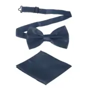 Bow Tie for Men, Adjustable Bow Ties with Pocket Square(Navy)