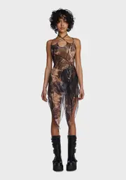 [DARKER WAVS] Echo Rockslide Print Midi Dress