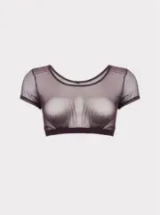 Torrid Mesh Short Sleeve Under It All Crop Top Grape Purple Plus Size 0 #C12446