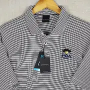 DUNNING x OAK HILL Size Large Polo Shirt Mens NEW $98 Blue Stripe Golf Coolmax