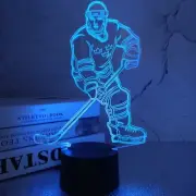 Hockey Gifts for Boy 3D Night Light, 3D Illusion Ice Hockey Decor Lamp 16 Col...