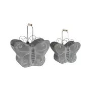 Willow & Silk Nested Set of 2 Metal Butterfly Shaped Decorative Home Ornament with Handle