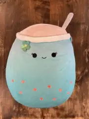Squishmallows 12” Jakarria Blue Boba Tea Drink Plush Kellytoy Foodie Squad NWT