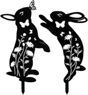 STARTIST 2X Decorative Garden Iron Stakes Animal Decors Silhouette Yard Art Lawn Ornament for Courtyard Party Flowerbeds Animal Lovers, Bunny H 35CM