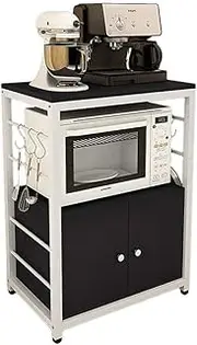 Shelf Kitchen Racks Cabinet Floor Type Microwave Shelf Storage Rack 3- Tier Oven Cabinet Storage Shelf Bathroom Livingroom White and Black Rack