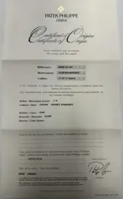 Patek Philippe Authentic Watch Certificate Of Origin Warranty 4880 A SS Neptune