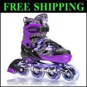Kids Adjustable Inline Skates in Purple with High-Performance Light-Up Wheels
