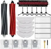 Pack of 23 Accessories for Roborock S8+, S8 Pro Ultra Robot Vacuum Cleaner, 2 Roller Brushes, 4 Filters, 4 Mop Pads, 6 Side Brushes, 4 Dust Bags, 1 Maintenance Brush, 1 Cleaning Brush, 1 Screwdriver