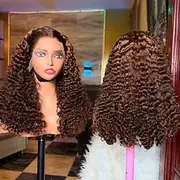 Remy Human Hair 5x5 Closure 13x4 Lace Front Wig Free Part Vietnamese Hair Curly Brown Wig 130% 150% Density with Baby Hair 100% Virgin Glueless Pre-Plucked For