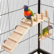 Bird Perches Platform Swing Climbing Ladder Parrot Cage Wooden Cage Toys New US