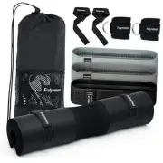 Barbell Pad Set with Hip Thrust Squat Pad Lifting 9 Pcs Barbell Pad Set Black
