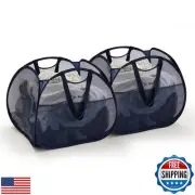 TECHMILLY Collapsible Mesh Pop Up Laundry Hamper with Strong Handles, Large O