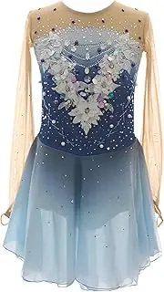 [Zagitova] Long Sleeves Figure Skating Competition Dress Roller Skate Costume with Rhinestone, Customizable