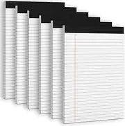 White Legal Note Pads 8.5"x 11", 6 Pack Legal Paper Note Pads, Micro Perforated Wide Ruled Lined Writing Pads 30 Sheets/60 Pages for Home, Office, School, Work, Legal Notepads Double-Side Printed Per Pad